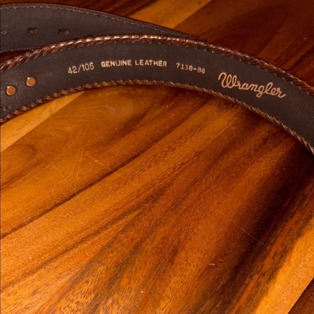 Wrangler Men's Brown Leather Belt 42/105 - Picture 5 of 9